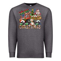 Charcoal Heather Merry Christmas  tractor Premium Sweatshirt - CowhideDigitalArt