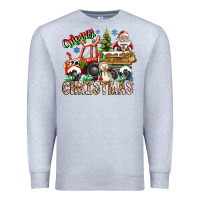 Heather Grey Merry Christmas  tractor Premium Sweatshirt - CowhideDigitalArt