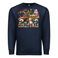 Navy Merry Christmas  tractor Premium Sweatshirt - CowhideDigitalArt