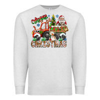 Oatmeal Heather Merry Christmas  tractor Premium Sweatshirt - CowhideDigitalArt