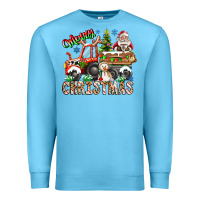 Ocean Blue Merry Christmas  tractor Premium Sweatshirt - CowhideDigitalArt