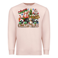 Pale Pink Merry Christmas  tractor Premium Sweatshirt - CowhideDigitalArt