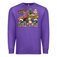 Purple Merry Christmas  tractor Premium Sweatshirt - CowhideDigitalArt