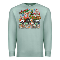 Seafoam Merry Christmas  tractor Premium Sweatshirt - CowhideDigitalArt