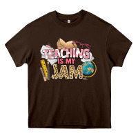 Chocolate Brown teaching is my jam teacher school Heavy Core Tee - NancyCooperArtShop