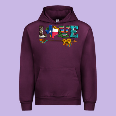Love Texas Serape Cowhide Cactus And Sunflowers Urban Hoodie Designed By Artiststas