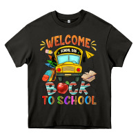 Asphalt welcome back to school with school bus Heavy Core Tee - NancyCooperArtShop