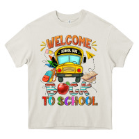 Cream welcome back to school with school bus Heavy Core Tee - NancyCooperArtShop