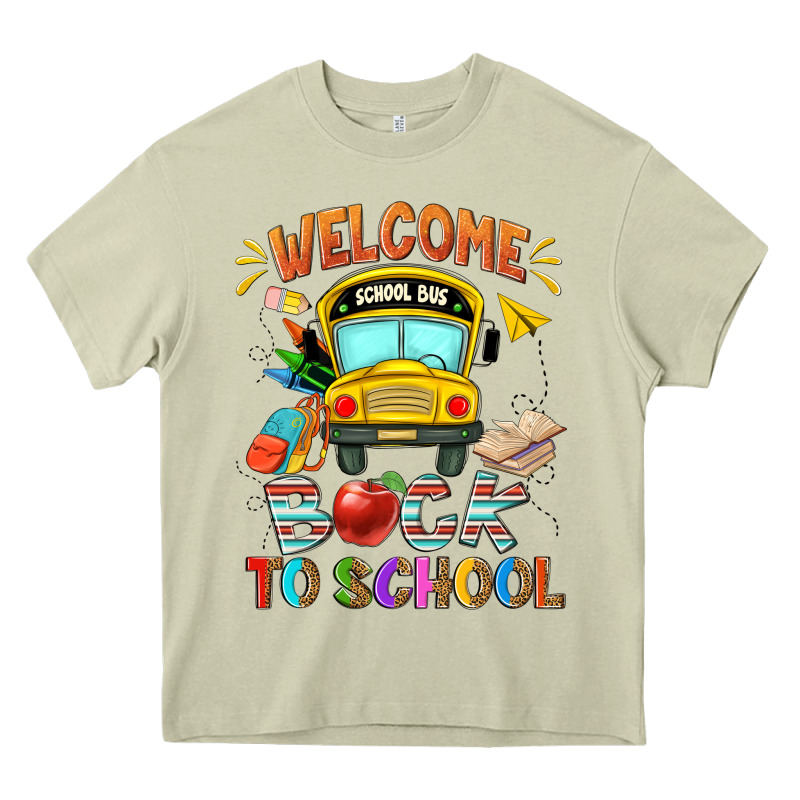 Welcome Back To School With School Bus Heavy Core Tee by NancyCooperArtShop | Teevron