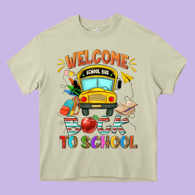 Welcome Back To School With School Bus Heavy Core Tee Designed By Nancycooperartshop