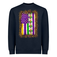 Navy mardi gras usa flag leopard Heavyweight Sweatshirt - OliviaCreatesArt