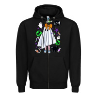 Black cute ghost halloween Zipper Hoodie - BundleAndBundleShop