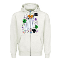 Oatmeal Heather cute ghost halloween Zipper Hoodie - BundleAndBundleShop
