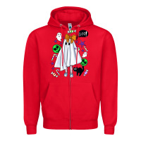 Red cute ghost halloween Zipper Hoodie - BundleAndBundleShop