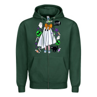 Sports Green cute ghost halloween Zipper Hoodie - BundleAndBundleShop