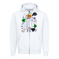 White cute ghost halloween Zipper Hoodie - BundleAndBundleShop