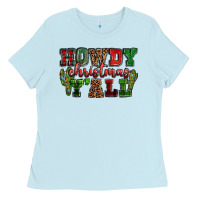 Baby Blue Howdy Christmas y'all Ladies Tee - NancyCooperArtShop
