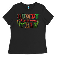 Black Howdy Christmas y'all Ladies Tee - NancyCooperArtShop