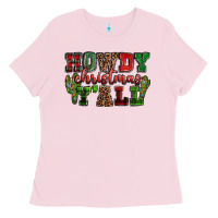 Bubblegum Pink Howdy Christmas y'all Ladies Tee - NancyCooperArtShop