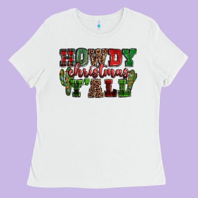Howdy Christmas Y'all Ladies Tee Designed By Nancycooperartshop