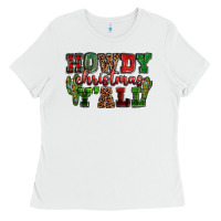White Howdy Christmas y'all Ladies Tee - NancyCooperArtShop