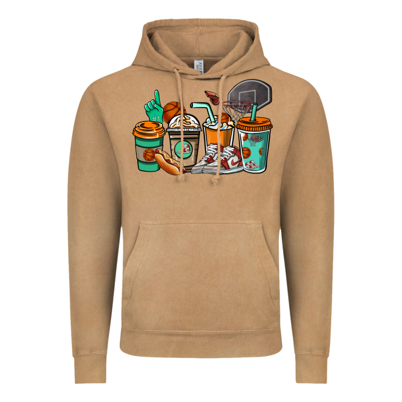 Basketball Coffee Cups Vintage Hoodie by NancyCooperArtShop | Teevron