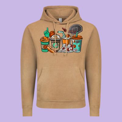 Basketball Coffee Cups Vintage Hoodie Designed By Nancycooperartshop