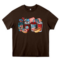 Chocolate Brown 4th of july coffee cups Heavy Core Tee - NancyCooperArtShop