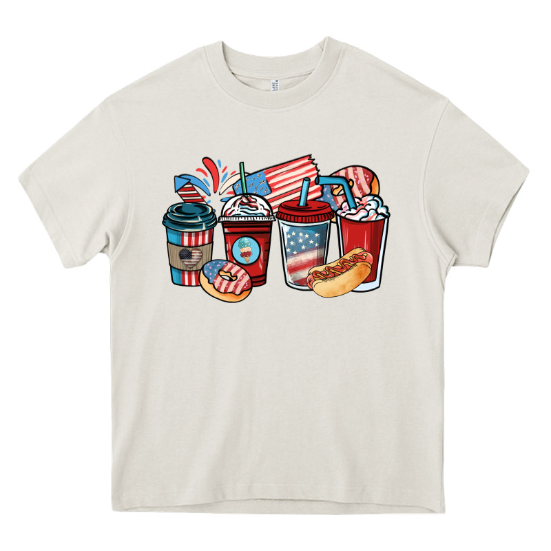 4th Of July Coffee Cups Heavy Core Tee by NancyCooperArtShop | Teevron