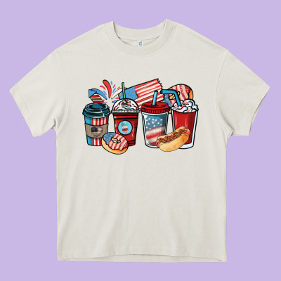 4th Of July Coffee Cups Heavy Core Tee Designed By Nancycooperartshop