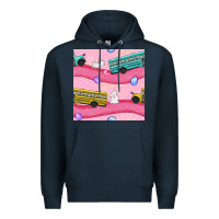 Navy Easter School Bus Seamless Pattern Premium Hoodie - BundleAndBundleShop