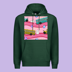 Easter School Bus Seamless Pattern Premium Hoodie Designed By Bundleandbundleshop