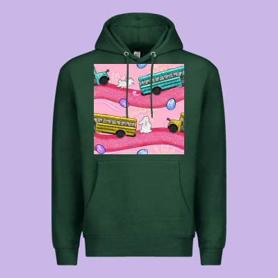Easter School Bus Seamless Pattern Premium Hoodie Designed By Bundleandbundleshop
