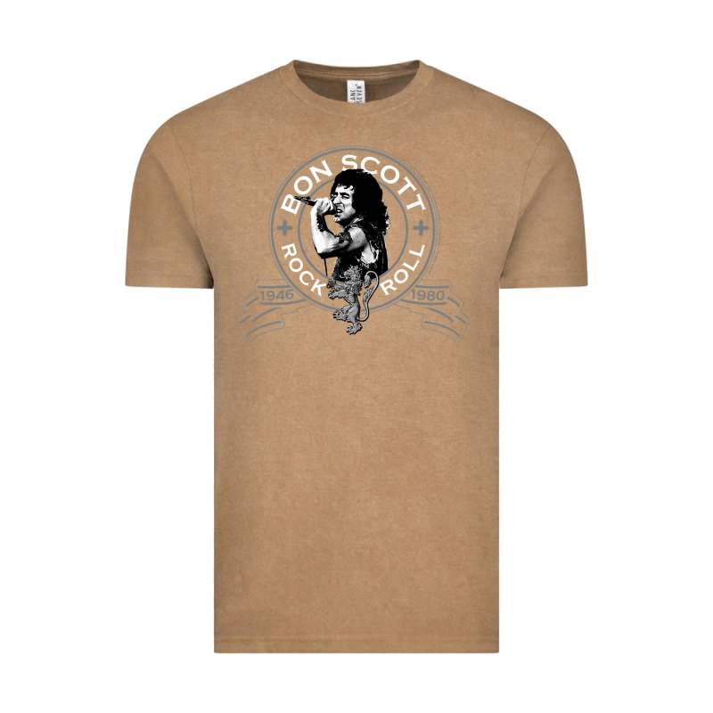 Bon Scott Rock N' Roll Lion Shield Vintage Tee by trangStudio | Teevron