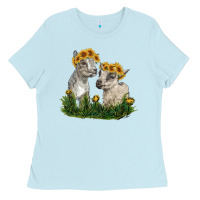 Baby Blue baby goats Ladies Tee - RanaPortraitStore