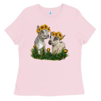 Bubblegum Pink baby goats Ladies Tee - RanaPortraitStore