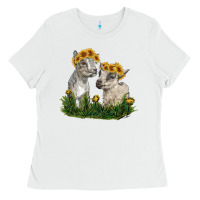 White baby goats Ladies Tee - RanaPortraitStore