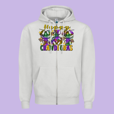 Happy Crawdi Gras Mardi Gras Crawfish Zipper Hoodie Designed By Fadigitalartstudio