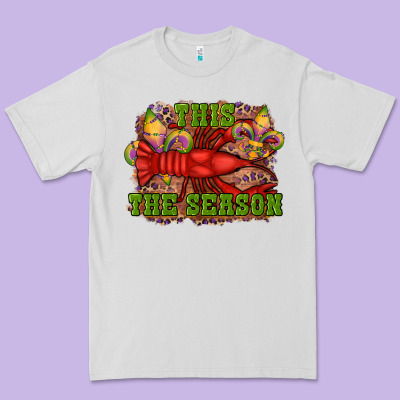Mardi Gras This The Season Crawfish Fleur De Lis Premium Tee Designed By Ranaportraitstore