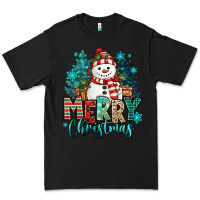 Black merry christmas snowman Premium Tee - MaliasSmallBusiness