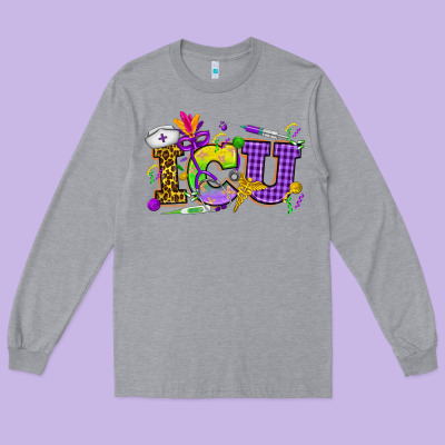 Mardi Gras Icu Nurse Long Sleeve Tee Designed By Howdyjamesfarm