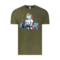 Vintage Olive Unicorn Weightlifting T Fitness Gym Deadlift Rainbow Gifts Party Men W Vintage Tee - trangStudio