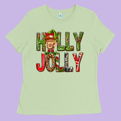 Holly Jolly Elf Gnome Ladies Tee Designed By Nancycooperartshop