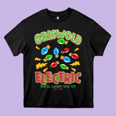 Griswold Electric Christmas Vacation Heavy Core Tee Designed By Maliassmallbusiness
