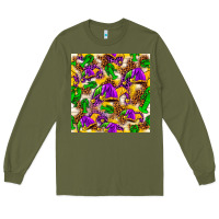 Army Green Mardi Gras jester had and crawfish with leopard pa Long Sleeve Tee - HowdyJamesFarm