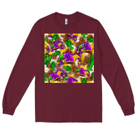 Burgundy Mardi Gras jester had and crawfish with leopard pa Long Sleeve Tee - HowdyJamesFarm