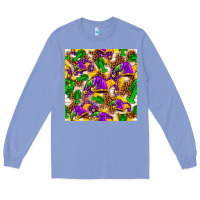 Colony Blue Mardi Gras jester had and crawfish with leopard pa Long Sleeve Tee - HowdyJamesFarm