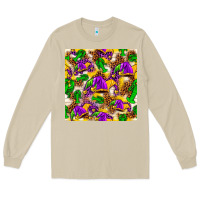 Mushroom Mardi Gras jester had and crawfish with leopard pa Long Sleeve Tee - HowdyJamesFarm