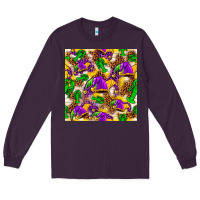 Plum Mardi Gras jester had and crawfish with leopard pa Long Sleeve Tee - HowdyJamesFarm