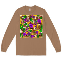 Toasted Coconut Mardi Gras jester had and crawfish with leopard pa Long Sleeve Tee - HowdyJamesFarm
